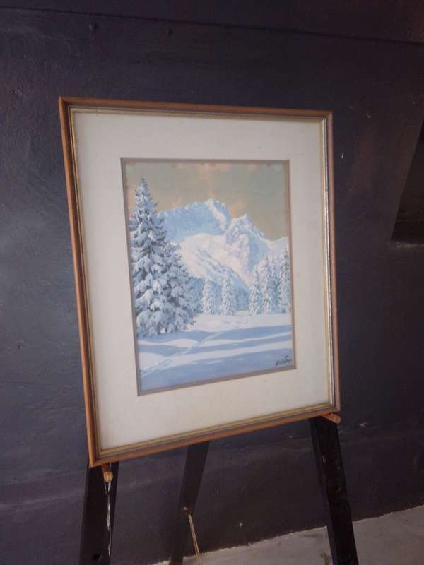 Famous German Artist Rudolf Emil Kloden (1892-1953) Snow Covered Mountains - Signed