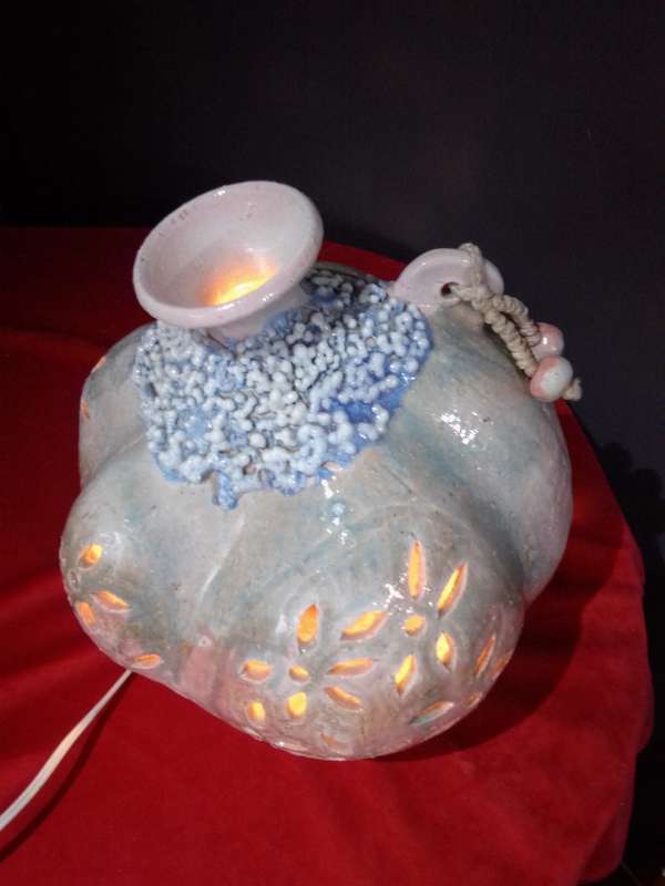 Stunning Retro Clay Glazed Table Lamp