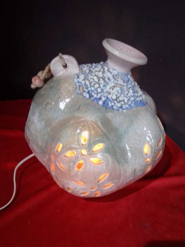 Stunning Retro Clay Glazed Table Lamp