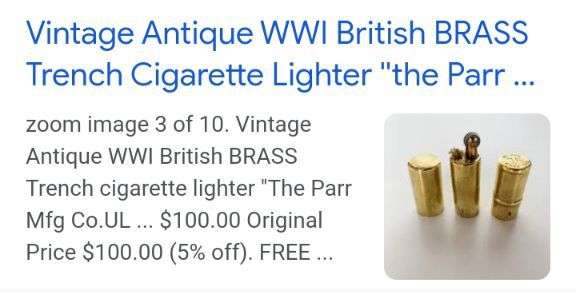 2 x Rare (1914-1918) WW1 British Brass Trench Petrol Lighters