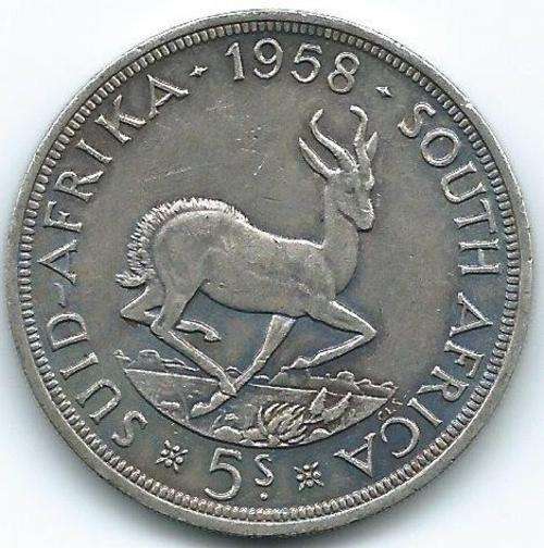 1958 Union of South Africa 5 Shillings/ Crown