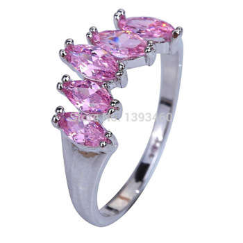 PINK TOPAZ 925 SILVER PLATED FASHION RING SIZE 7