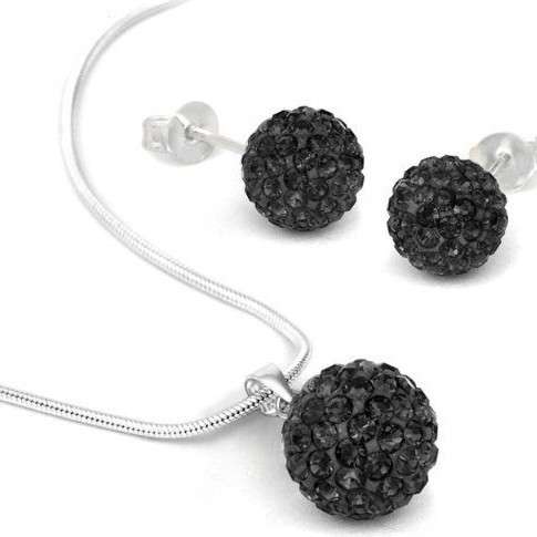 BEAUTIFUL SHAMBALLA  BLACK NECKLACE WITH STUD EAR RINGS
