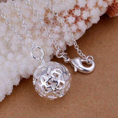 925 STERLING SILVER PLATED BALL NECKLACE WITH CHAIN 18 CM LONG