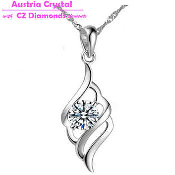 925 SILVER PLATED PURPLE CRYSTAL  NECKLACE WITH CHAIN 18 CM LONG
