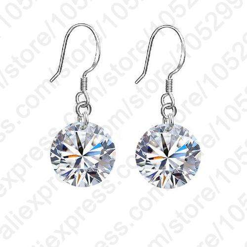 PURPLE CUBIC ZIRCONIA 925 SILVER PLATED DROP EAR RINGS