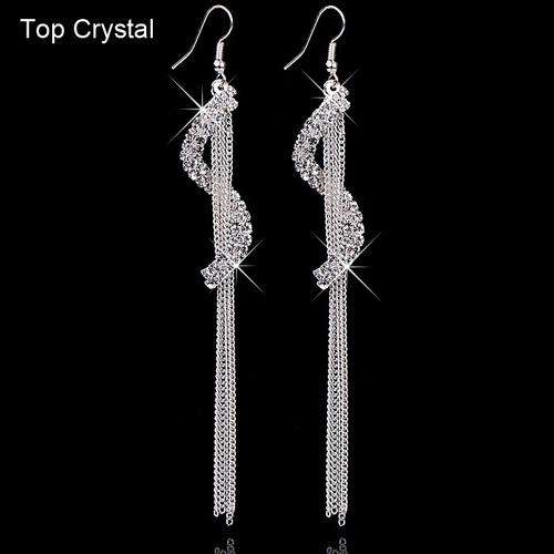 CRYSTAL TASSEL EAR RINGS