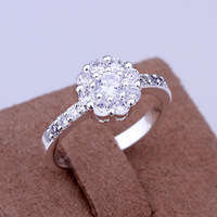 SILVER PLATED CRYSTAL LADIES RING SIZE 8