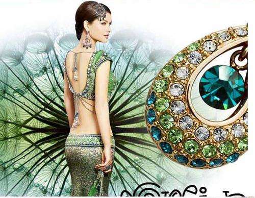 GREEN ANGEL WATERDROP AUSTRALIAN CRYSTALS NECKLACE