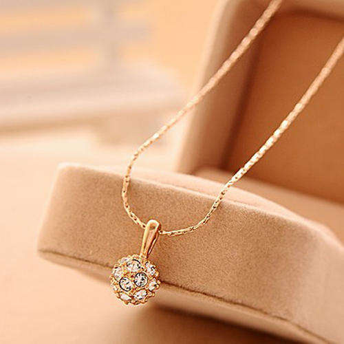 GOLD PLATED SMALL CRYSTAL BALL WITH CHAIN