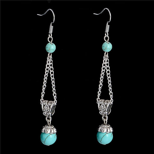 UNIQUE DESIGN TURQUISE DROP EAR RINGS