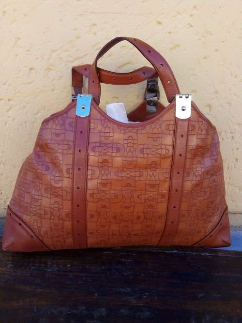 Gucci Calfskin Horsebit Embossed Large Shoulder Bag