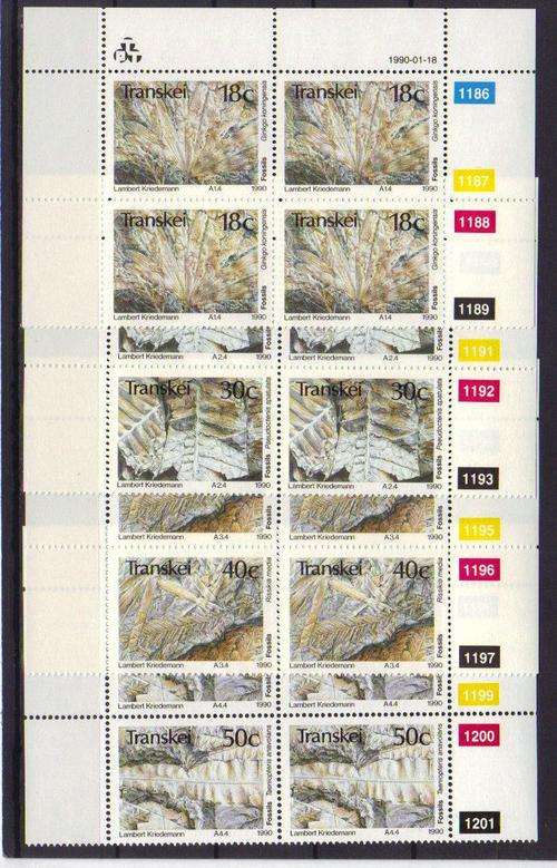 TRANSKEI SACC 248-251 Control Blocks (Fossils - 1st issue)