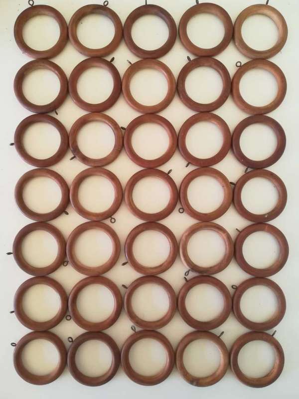 35 Vintage Wooden Curtain Rings 35mm