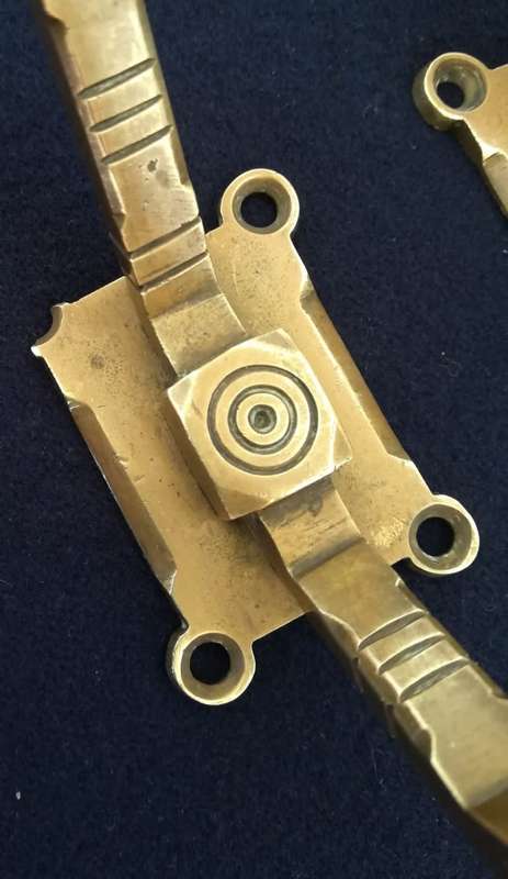 3 Large Brass Antique Vienna Secession Coat Hooks c.1897 - 1914