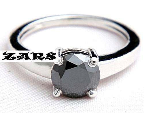 2 AVAILABLE- SOLID 925 SILVER -1.5CT BLACK DIAMOND (MOISSANITE) RING