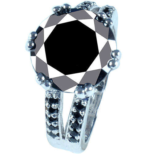 SOLID 925 SILVER -6.65CT -BLACK MOISSANITE DIAMOND BRIDAL RING! STUNNING!!!!