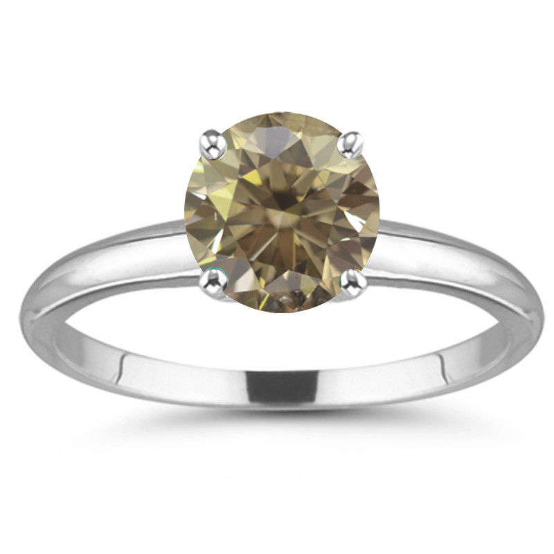 2.16CT -LIGHT CHAMPAGNE VVS2 MOISSANITE DIAMOND RING ***SOLID 925 SILVER***
