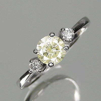 0.55 ct Centre- Natural Light Fancy Yellow (5.3mm) Diamond (Solid 14ct White Gold) -With Certificate