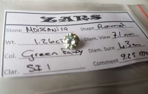 1.26 ct-  GREEN - SI1  -7.1mm- MOISSANITE **Beautiful Top Quality Gem**