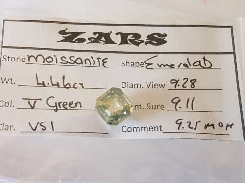 4.46ct - Grey/Green -Emerald Cut - VS1 - [9.28 x 9.11mm ]Top Quality Moissanite