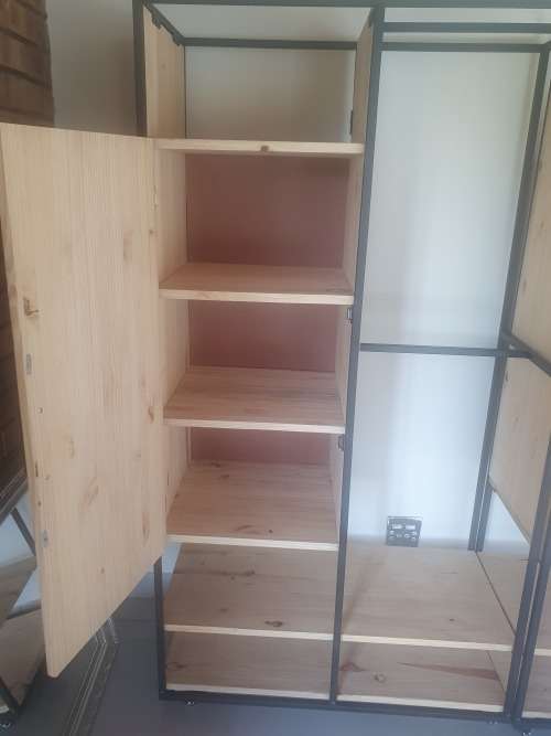 Free Standing  Modern Wood Steel - Cupboard Wardroble with Shelving - Collection Only