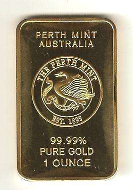 PERTH MINT ONE TROY OUNCE OZ GOLD COPY BULLION ART BAR