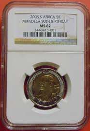 NGC -MS62 2008 Mandela 90th birthday R5