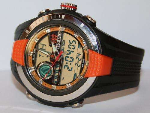 OHSEN DUAL TIME DAY DATE ORANGE SPORTS WATCH