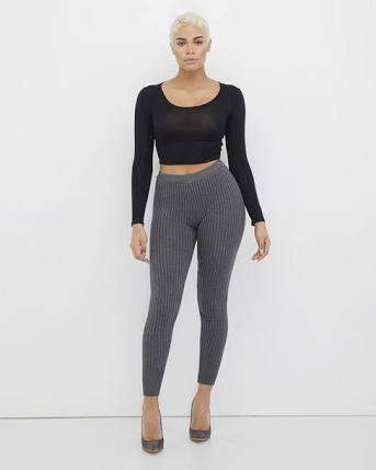 Grey ribbed leggings