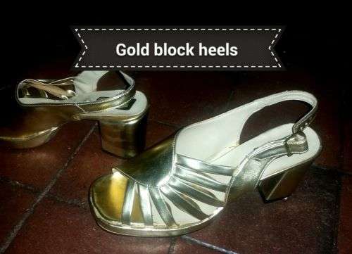 Gold Block Heel Sandles ....Size 6 and 7 only!!!