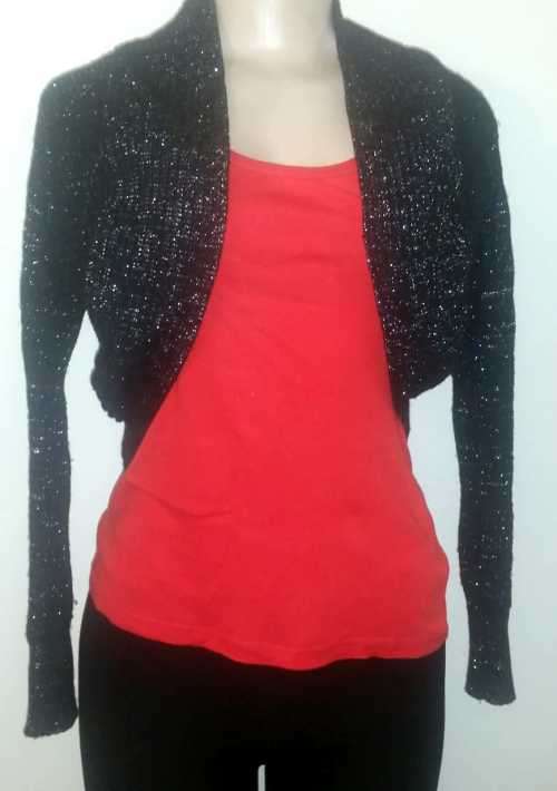 Beautiful knit Bolero ...silver and black