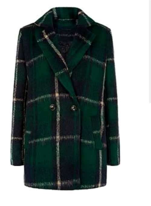 Green Check Boyfriend Coat