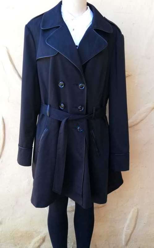Dress Style Trench coat with Leather trim