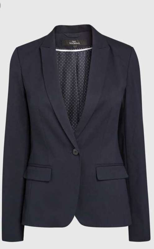 Stunning fitted  Navy Blazer with polka dot lining