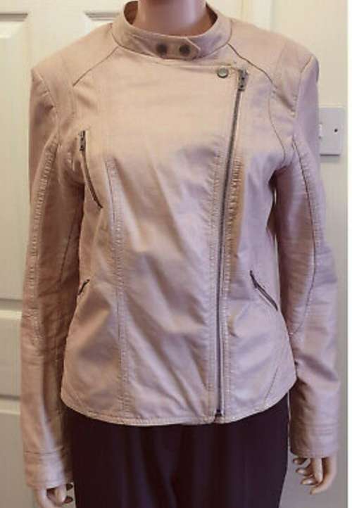 Pink leather zip up Jacket