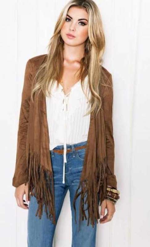 Brown Suede Fringe Jacket