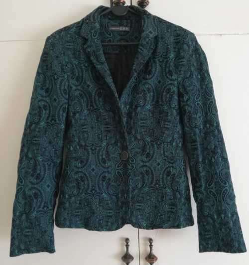 Green and black Paisley Print Fitted Blazer
