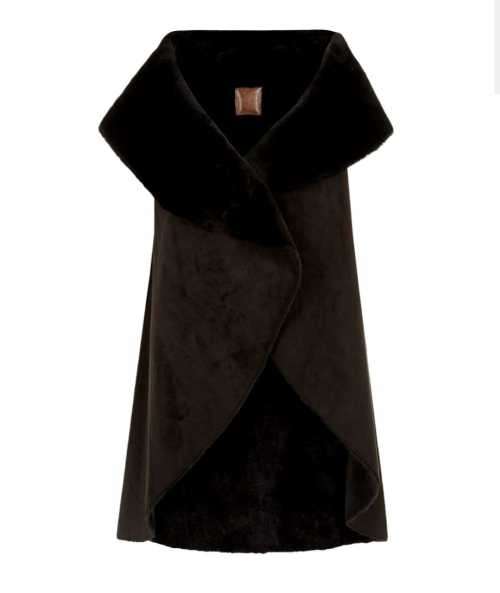 Waterfall Sleeveless Suede coat with complete fur inner
