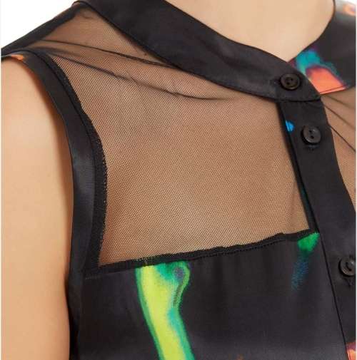 Beautiful Kaftan Tunic With Mesh Inset Black