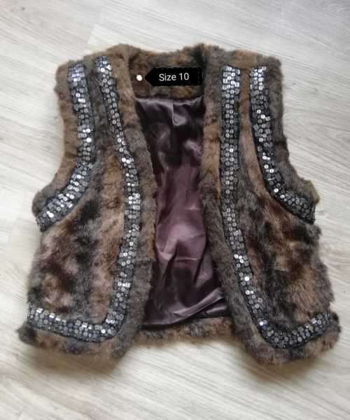 Stunning faux fur suede Gilet with sequin detailing