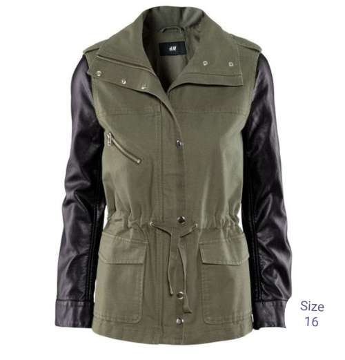 H&M Parka Jacket with faux leather sleeves