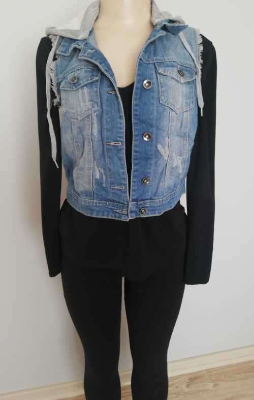 Beautiful Denim gilet with crochet back and hood