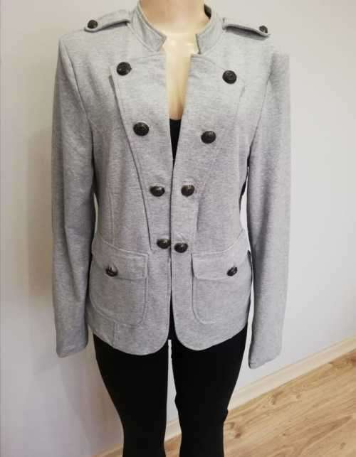Grey Military Style Jersey Jacket