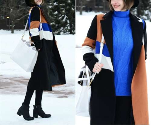 Beautiful  Winter Colour block Coat