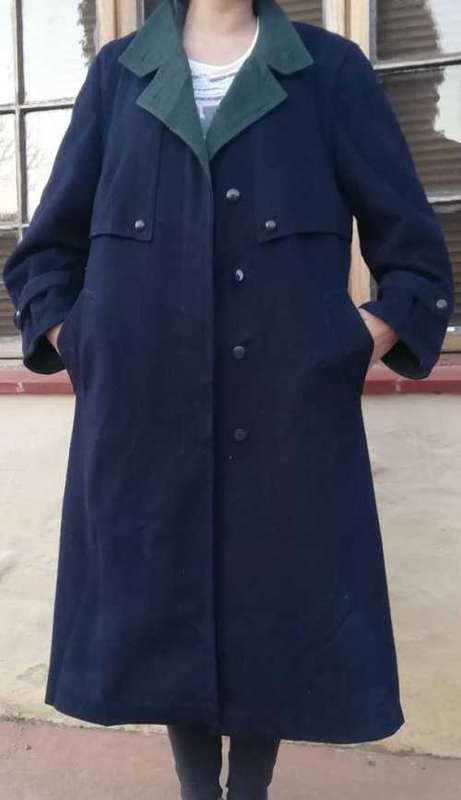 Vintage Navy Coat with Olive Green detailing