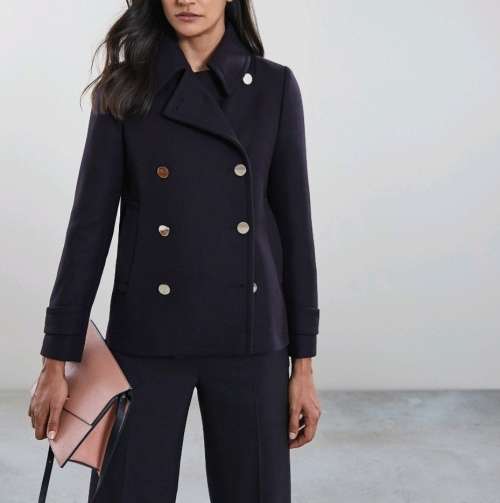 Gorgeous Navy Melton Peacoat