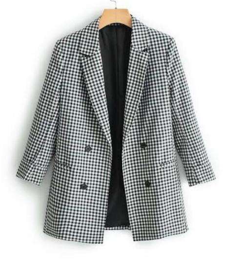 Gorgeous black and white double breasted check blazer