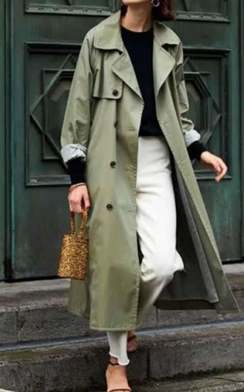 Green maxi Trench Coat