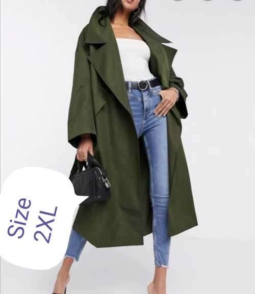 Suede Green maxi Trench Coat